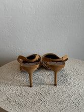 Load image into Gallery viewer, Manolo Blahnik - Mingosli Suede/Mesh Slingback Pump - Camel - 37 - RRP$1250
