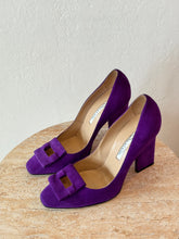 Load image into Gallery viewer, Oscar de la Renta - Square Toe w Buckle Detail Heels - Purple - 38
