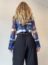 Load image into Gallery viewer, Scanlan Theodore - Silk Wrap LS Top - Multi Blue/Burgundy- 6
