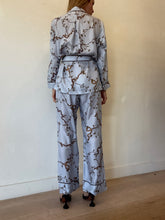Load image into Gallery viewer, Bond Street - Botantical Print Silk Pajama Set - Blue - M
