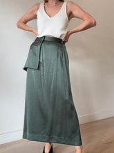 Load image into Gallery viewer, Veronika Maine - Satin Midi Skirt w Pocket Detail - Olive  - 12
