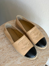 Load image into Gallery viewer, Chanel - Lambskin Espadrilles - Beige/Black - 37 - RRP$1460
