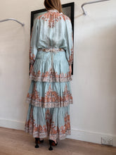 Load image into Gallery viewer, Zimmermann - Devi Paisley Print LS Cotton Voile Blouse &amp; Tiered Midi Set w Belt  - Mint - 2

