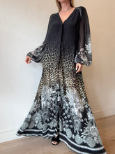 Load image into Gallery viewer, Camilla - V-Neck Animal/Skull LS Maxi Dress - Black - L
