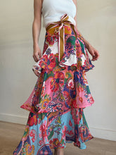 Load image into Gallery viewer, Zimmermann - Lovestruck Tiered Flounce Maxi Skirt w belt  - Pink/Multi Paisley - 0 - RRP$995
