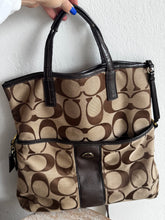 Load image into Gallery viewer, Coach - Signature Stripe Fold Over Tote  Bag - C Logo - Med
