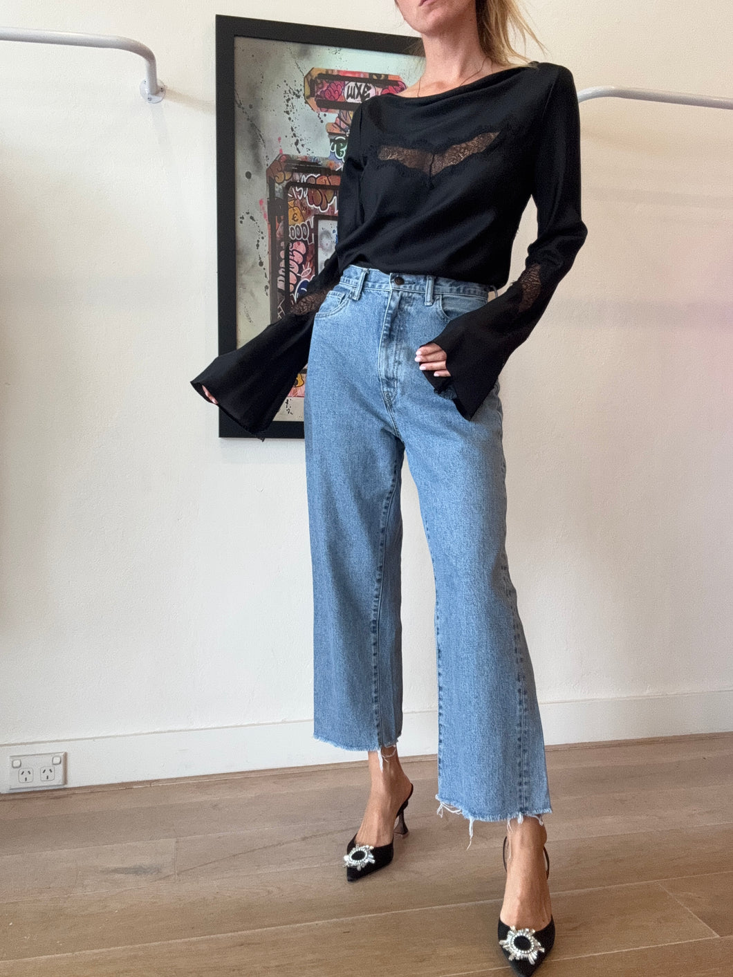 Bassike - High Rise Wide jeans - Light Denim - 25