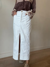 Load image into Gallery viewer, Aje - Denim Midi Skirt - White w brown stitch - 12
