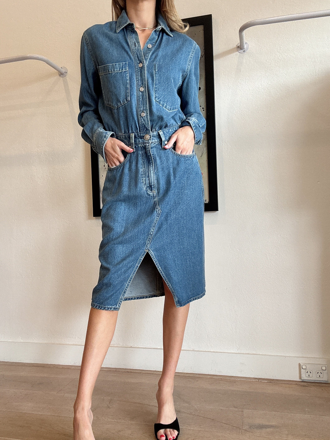 Rag & Bone - Denim Midi dress - Mid Denim - 28 (10)