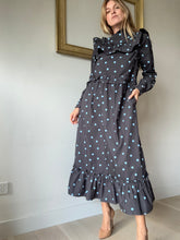 Load image into Gallery viewer, Ganni - Cotton Midi dress - Navy w blue polka - 36
