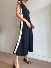 Load image into Gallery viewer, Proenza Schouler - Knit V-neck Button side Maxi Dress - Black/Cream Trim - S
