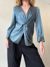 Load image into Gallery viewer, Theory - V Neck Twisted Front Top - Petrol - 2
