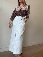 Load image into Gallery viewer, Aje - Denim Midi Skirt - White w brown stitch - 12
