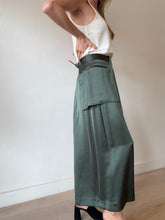 Load image into Gallery viewer, Veronika Maine - Satin Midi Skirt w Pocket Detail - Olive  - 12
