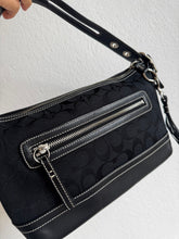 Load image into Gallery viewer, Coach - Vintage Canvas Signature Monogram Canvas Leather Shoulder Bag - Black - S
