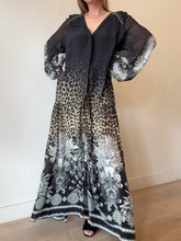 Load image into Gallery viewer, Camilla - V-Neck Animal/Skull LS Maxi Dress - Black - L
