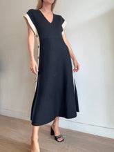 Load image into Gallery viewer, Proenza Schouler - Knit V-neck Button side Maxi Dress - Black/Cream Trim - S
