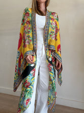 Load image into Gallery viewer, Camilla - Open Front Short Kaftan - Yellow Toucan Print- OS
