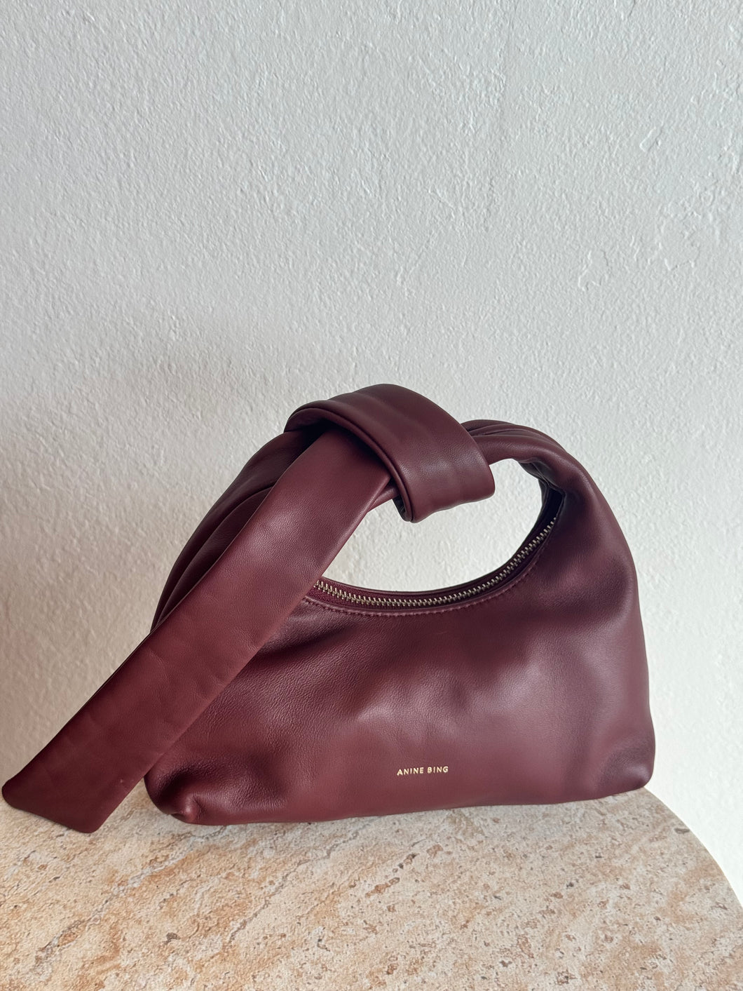 Anine Bing - Grace Leather Bag - Burgundy - S - RRP$550