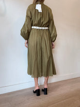 Load image into Gallery viewer, Zimmermann - Cassia Crinkle Shirt Midi Dress - Olive Green - 1 - bnwt - RRP$595

