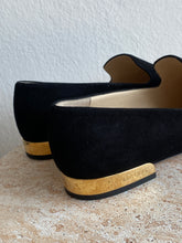 Load image into Gallery viewer, Jimmy Choo - Suede Loafers - Black w gold heel - 39 - new w box
