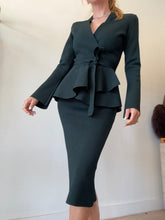 Load image into Gallery viewer, Scanlan - Crepe Knit Pencil Midi Skirt - Deep Green - S
