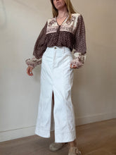 Load image into Gallery viewer, Aje - Denim Midi Skirt - White w brown stitch - 12
