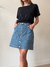 Load image into Gallery viewer, Aje - Denim Mini Skirt - Mid Denim w gold buttons - 12
