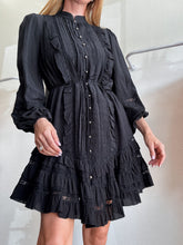 Load image into Gallery viewer, Zimmermann - Silk Belted Ruffle Shirt Dress - Black - 2
