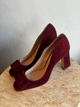 Load image into Gallery viewer, Miu Miu Suede Bow 8.5cm Block Heel - Heels - Wine - 38.5
