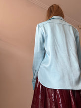 Load image into Gallery viewer, Alex Perry - Satin Crepe LS Classic Shirt w Pockets  - Baby Blue - 10
