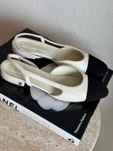Load image into Gallery viewer, Chanel - Slingback Fabric Flats - Metalic White - 37C
