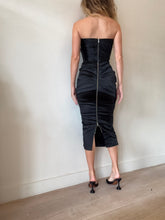 Load image into Gallery viewer, Alex Perry - Reptile Satin Strapless Twist Ruched Dress - Black - 8 - NWT - RRP$2500
