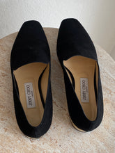 Load image into Gallery viewer, Jimmy Choo - Suede Loafers - Black w gold heel - 39 - new w box

