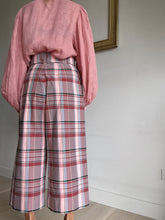 Load image into Gallery viewer, Zimmermann - Check  Cropped Pants w belt - Pink blue check - 1
