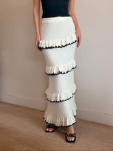 Load image into Gallery viewer, Zimmermann - Halliday Scallop Frill Midi Skirt - White w Black Trim  - 2 - NWT - RRP$750
