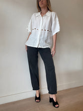 Load image into Gallery viewer, Maurie + Eve - Linen SS Shirt w Decorative Cut Out  - White - 8
