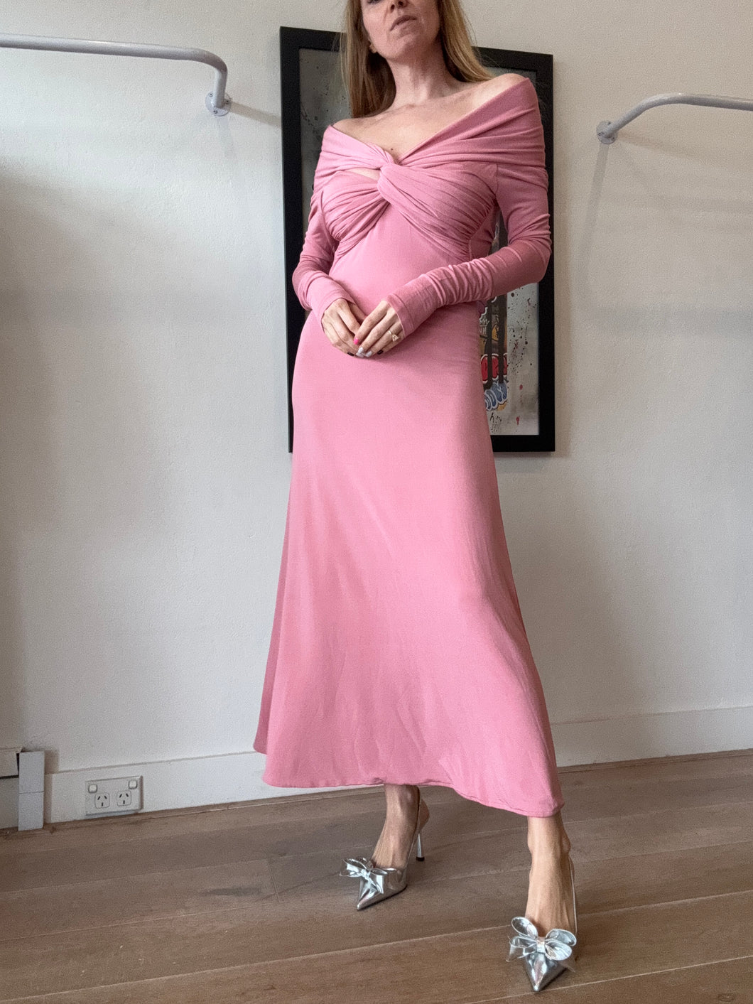 Khaite - Cerna Off The Shoulder Dress - Pink - S - RRP$2500