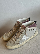 Load image into Gallery viewer, Golden Goose -Mid Star Double Quarter Net &amp; Suede Sneaker - Ivory Violet Silver  - 39 -As new
