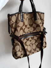 Load image into Gallery viewer, Coach - Signature Stripe Fold Over Tote  Bag - C Logo - Med
