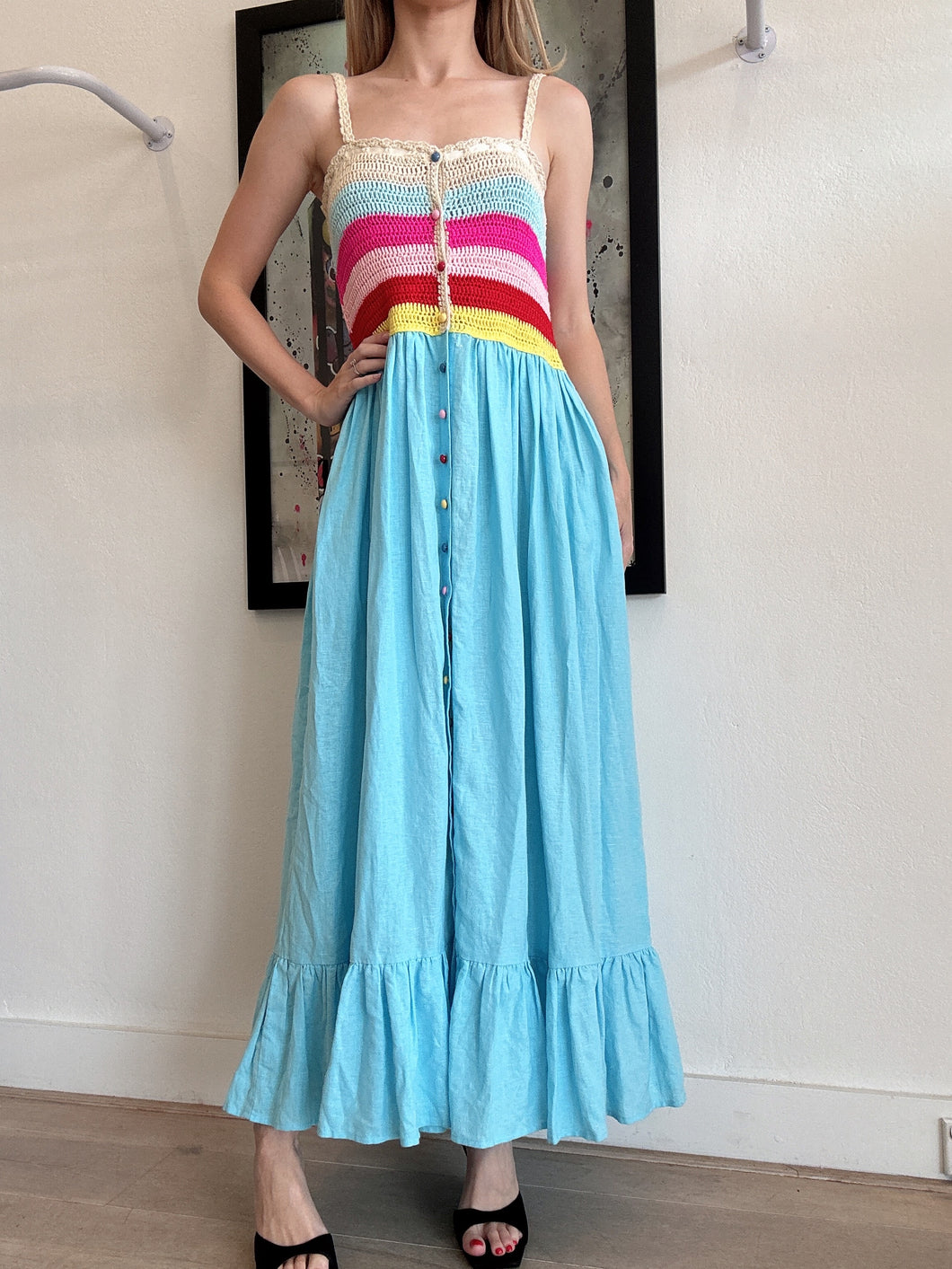 COOP - Crochet Midi dress - Blue - S