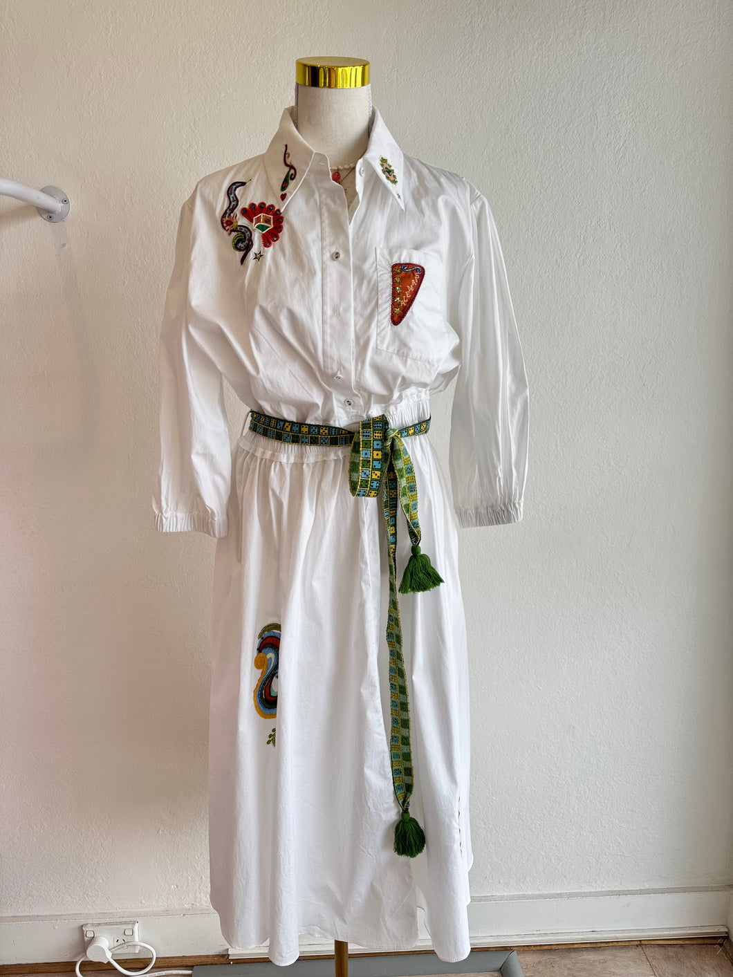 Alemais - Strike Embroidered Midi dress - White - 14 - RRP$895