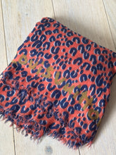 Load image into Gallery viewer, Louis Vuitton - Scarf - Blue Orange Leopard - OS
