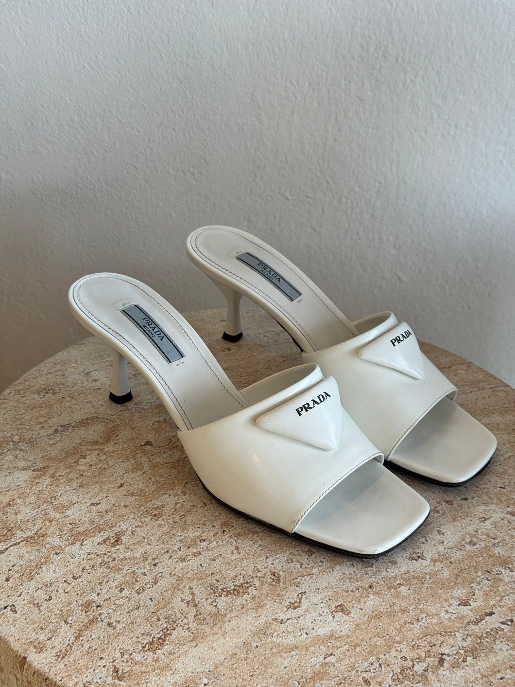 Prada - Open Toe Mules - White - 37.5 - as is - RRP$1,500