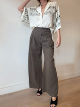 Load image into Gallery viewer, Insis - Asymmetric Cotton/Linen  Wide Leg Pant - Khaki - S - RRP$227
