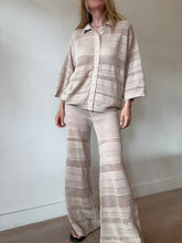 Load image into Gallery viewer, Mr Mitten - Open Weave Knit SS Shirt &amp; Wide Leg Pants Set - Sand - XS/S
