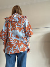 Load image into Gallery viewer, Joanna Ortiz - Ruffle Shirt - Blue/Orange  - 6 US

