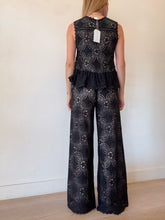 Load image into Gallery viewer, Flannel - Lace Peplum Top &amp; Wide Leg Pants set - Black - 0
