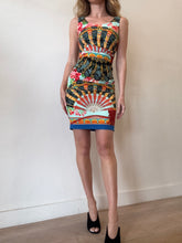 Load image into Gallery viewer, Vintage Dolce &amp; Gabbana - Silk Floral/Fan Print Ruched Mini Dress - Multi - 38
