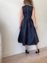 Load image into Gallery viewer, Alex Perry - Self Floral Print Sleeveless Dress w Black Waist Detail   - Navy - 6
